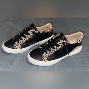 Blowfish Black and Leopard Print slip-on Sneakers